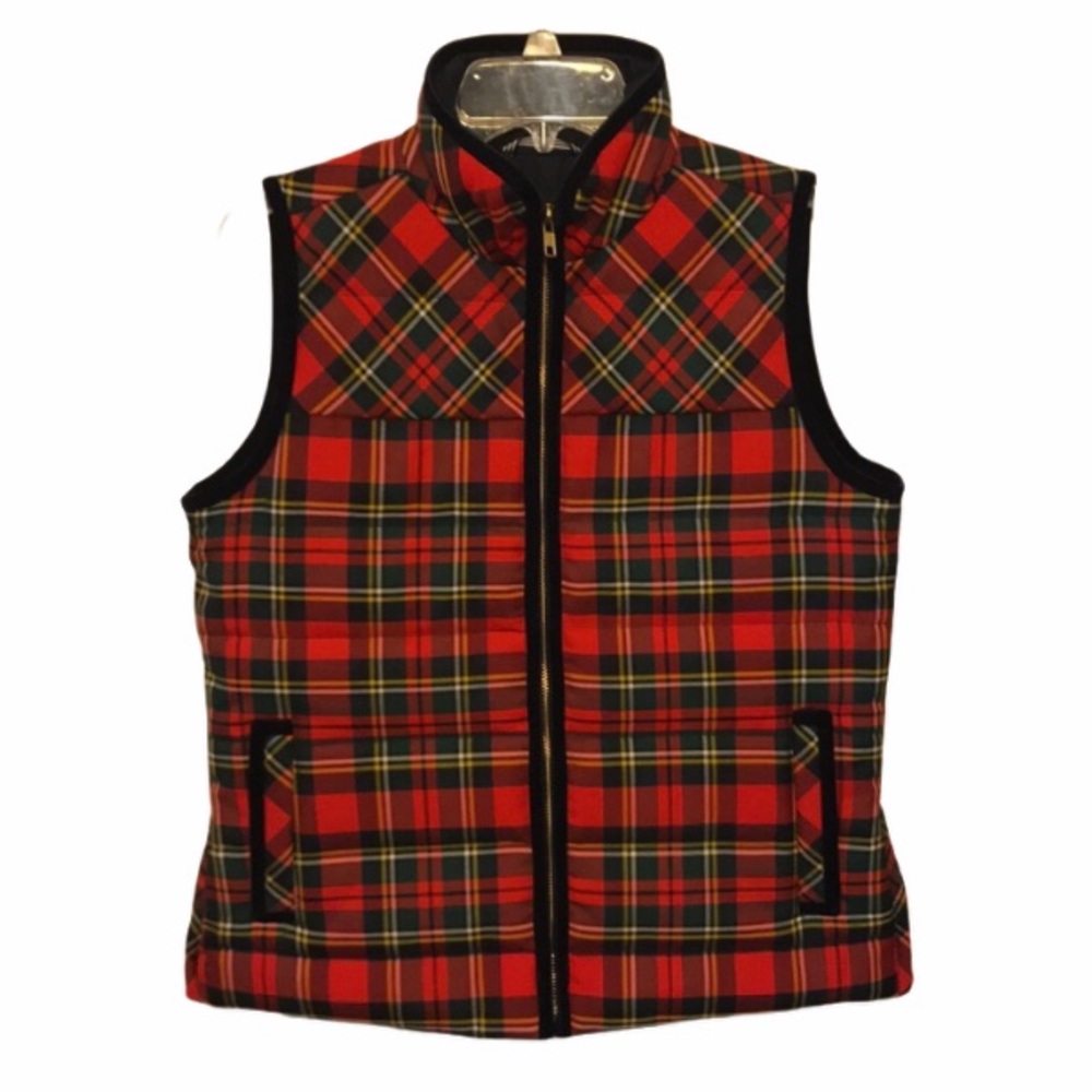 NWT J Crew Tartan Plaid Mountain Puffer Vest Small